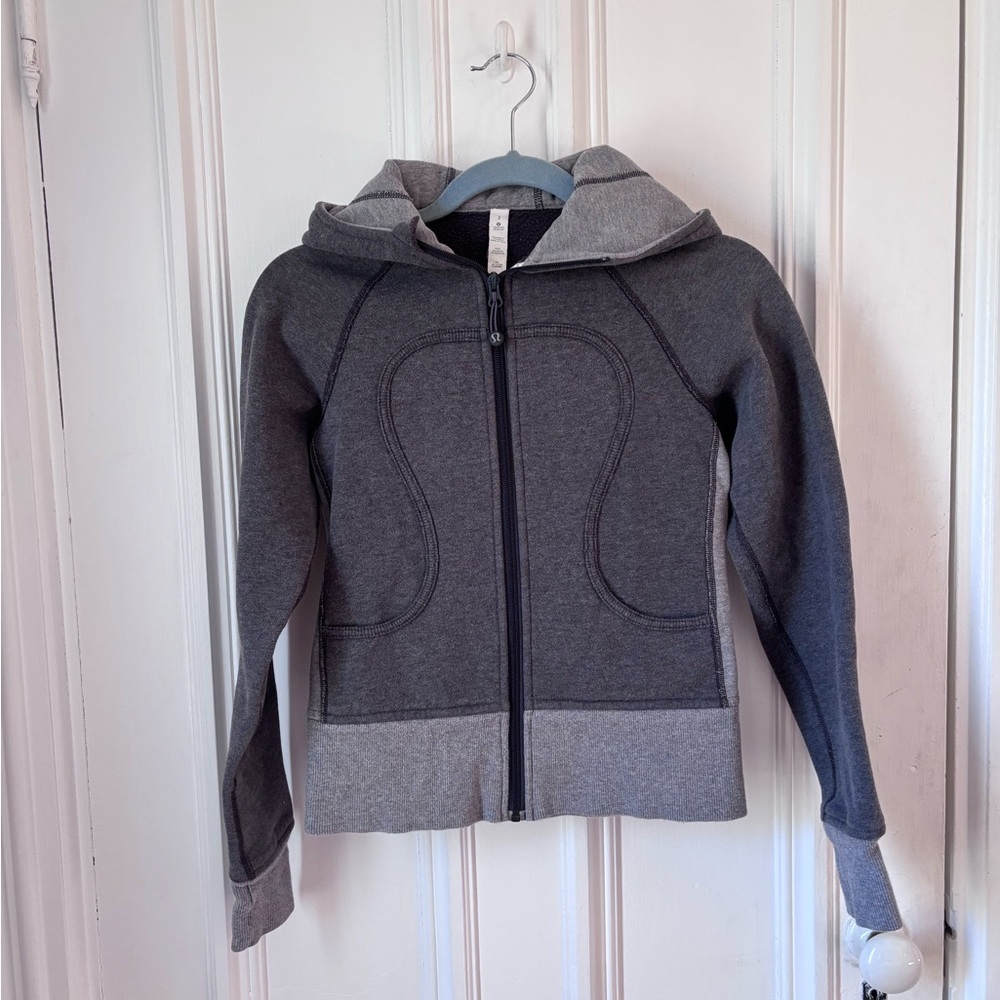 Women’s Lululemon Vintage Scuba Full Zip Hoodie In Heathered Grey Size 2